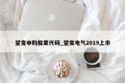 望变申购股票代码_望变电气2019上市