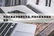 开放式基金净值规定高低_开放式基金净值估值表