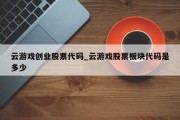 云游戏创业股票代码_云游戏股票板块代码是多少