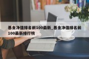 基金净值排名前100最新_基金净值排名前100最新排行榜