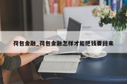 荷包金融_荷包金融怎样才能把钱要回来