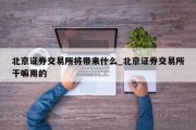 北京证券交易所将带来什么_北京证券交易所干嘛用的