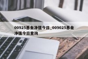 00925基金净值今日_009025基金净值今日查询