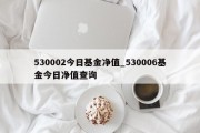 530002今日基金净值_530006基金今日净值查询