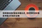 怎样查封闭式基金净值公式_怎样查封闭式基金净值公式是否正确