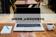 pe投资者_pe投资全称是什么