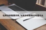 杜邦分析股票代码_杜邦分析股票代码是什么