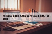 睿远第三支公募基金净值_睿远三年基金开放申购