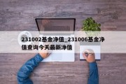 231002基金净值_231006基金净值查询今天最新净值