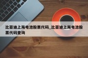 比亚迪上海电池股票代码_比亚迪上海电池股票代码查询