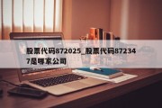 股票代码872025_股票代码872347是哪家公司