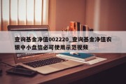 查询基金净值002220_查询基金净值农银中小盘信必可使用示范视频