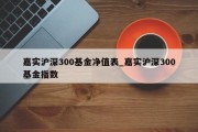 嘉实沪深300基金净值表_嘉实沪深300基金指数