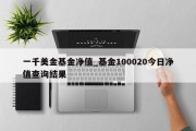 一千美金基金净值_基金100020今日净值查询结果