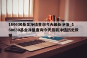 160630基金净值查询今天最新净值_160630基金净值查询今天最新净值历史数据