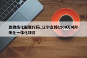 盘锦炼化股票代码_辽宁盘锦1500万吨年炼化一体化项目